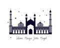 Edification of islamic mosque jama masjid and Indian independence day vector illustrator