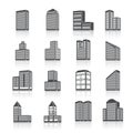 Edifice buildings icons set Royalty Free Stock Photo