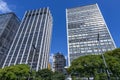 Edificio Sampaio Moreira, oldest in SÃÂ£o Paulo, between two modern buildings. Brazil