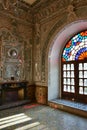 The Edifice of the Sun, part of the Golestan Royal Palace complex. Interior view, with colorful light coming through stained glass Royalty Free Stock Photo