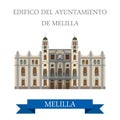 Edificio del Ayuntamiento de Melilla. Flat vector Royalty Free Stock Photo