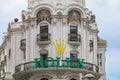 Edificio Grassy building with the Rolex sign one of the most beautiful buildings on Gran Via street in Madrid, Spain