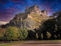Edinburgh Castle with dramatic evening sky Royalty Free Stock Photo