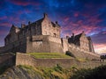Edinburgh Castle with dramatic evening sky Royalty Free Stock Photo