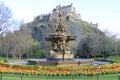 Edinburgh Castle and the Fountain Royalty Free Stock Photo