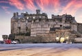 Edinburgh castle - front view with gatehouse, Castlehill Royalty Free Stock Photo