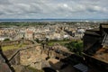 Visiting the Edinburgh Castle historic fortress which dominates the skyline of the capital city of Scotland, from its position Royalty Free Stock Photo