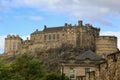 Edinburgh Castle Rock On Blue Sky and Cloud Background Royalty Free Stock Photo