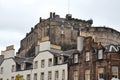 Edinburgh Castle on Castle Rock seen from downtown, Scotland, United Kingdom, summer day Royalty Free Stock Photo