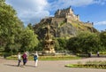 Edinburgh Castle and the Ross Fountain Royalty Free Stock Photo