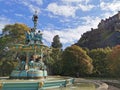 Edinburgh Castle & Ross Fountain - Princes Street Gardens - Scotland Royalty Free Stock Photo