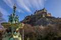 Edinburgh Castle and Ross Fountain in Edinburgh, Scotland Royalty Free Stock Photo