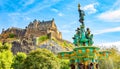 Edinburgh Castle and Ross Fountain, Scotland Royalty Free Stock Photo