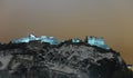 Edinburgh Castle, Scotland, UK, at night in snow