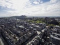 Edinburgh city historic Castle Rock sunny Day Aerial shot 2 Royalty Free Stock Photo