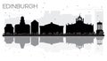 Edinburgh City skyline black and white silhouette with reflections. Royalty Free Stock Photo