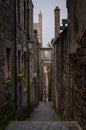 Famous close with stone houses in Edinburgh city streets, Scotland