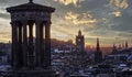 Edinburgh Cityscape from Catlon Hill at Dusk Royalty Free Stock Photo