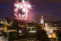 Edinburgh Cityscape with fireworks Royalty Free Stock Photo