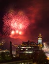 Edinburgh Cityscape with fireworks Royalty Free Stock Photo