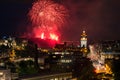 Edinburgh Cityscape with fireworks Royalty Free Stock Photo