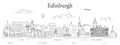 Edinburgh cityscape line art vector illustration