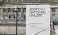 Sign for the Scottish National Gallery in central Ediburgh with directions for