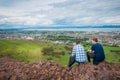 Couple of boys observing the panorama of Edinburgh