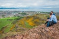 Couple of men observing the panorama of Edinburgh