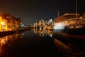Edinburgh, Leith. Moored ship at night Royalty Free Stock Photo