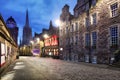 Edinburgh old town at night, nobody on Castlehill and Lawnmarket - Scotland Royalty Free Stock Photo