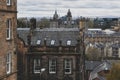 Cityscape of old town Edinburgh with classic Scottish buildings on King Stables Road from Johnston Terrace, Grassmarket, Scotland