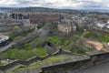 Cityscape of old town Edinburgh from Princess Street Gardens, Scotland, UK