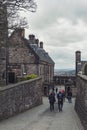 Walkway inside the complex area of Edinburgh Castle, popular tourist landmark of Edinburgh, capital city of Scotland, UK