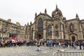 EDINBURGH, SCOTLAND 2022, August 22: Street artist performs in front of St Giles Cathedral