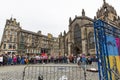 EDINBURGH, SCOTLAND 2022, August 22: Street artist performs in front of St Giles Cathedral