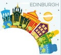 Edinburgh Scotland City Skyline with Color Buildings, Blue Sky a