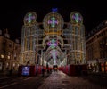 EDINBURGH, SCOTLAND DECEMBER 13, 2018: Silent disco at the at christmas time, full of shiny colorful lights Royalty Free Stock Photo