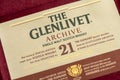 Box of 21 years old Glenlivet single malt scotch whisky Royalty Free Stock Photo