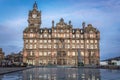 Balmoral Hotel reflected in a roof of Waverley Mall, Edinburgh Royalty Free Stock Photo