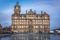 Balmoral Hotel reflected in a roof of Waverley Mall, Edinburgh