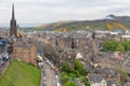 Cityscape Edinburgh with look at Giles Cathedral and Arthurs Seat