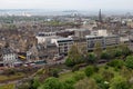 Cityscape Edinburgh with Princes Street gardens, Aerial view from castle Royalty Free Stock Photo