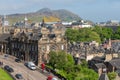 Cityscape medieval city of Edinburgh with Arthur`s Seat mountain Royalty Free Stock Photo