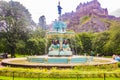 Ross Fountain with Edinburgh Castle in West Princes Street Gardens Royalty Free Stock Photo