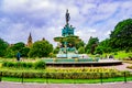 Ross Fountain with Edinburgh Castle in West Princes Street Gardens Royalty Free Stock Photo