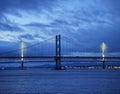 Edinburgh, Scotland - 12th January 2019: The Forth Road Bridge and Queensferry Crossing at Twilight.