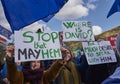 Edinburgh, Scotland, 24th March 2018, Demonstrators holding up Placards at the March for Europe Demonstration