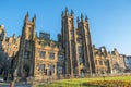 View at the University of Edinburgh, School of Divinity building, and Assembly Hall Art Center, a classical building on Edinburgh Royalty Free Stock Photo