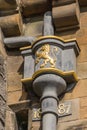 Lion emblem on water drain hopper at Castle, Edinburgh, Scotland